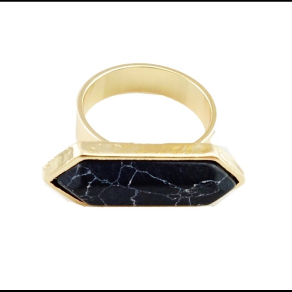 T&J Designs Jewelry - Modern Black Marbled Stone Ring T&J Designs Jewelry - Modern Black Marbled Stone Ring